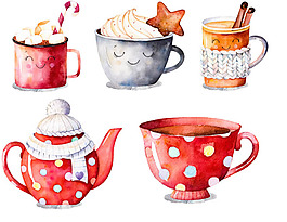 下午茶和蛋糕插畫