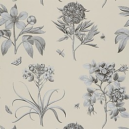 米色花草圖案壁紙