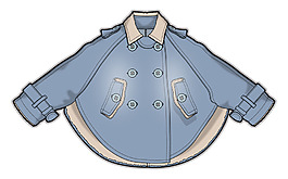 斗篷樣式外套小女孩童裝彩色服裝矢量素材