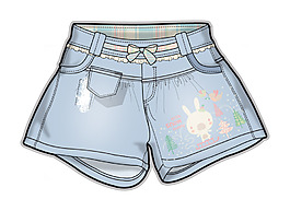 熱褲褲子小女孩童裝彩色服裝矢量素材