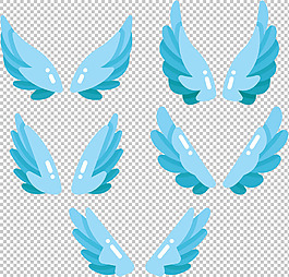 藍(lán)色調(diào)扁平翅膀免摳png透明圖層素材