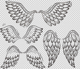 素描風格鳥類翅膀免摳png透明圖層素材