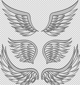 素描風格翅膀免摳png透明圖層素材