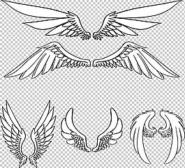 素描風格鳥類翅膀免摳png透明圖層素材