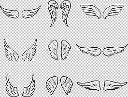 素描風格鳥類翅膀免摳png透明圖層素材