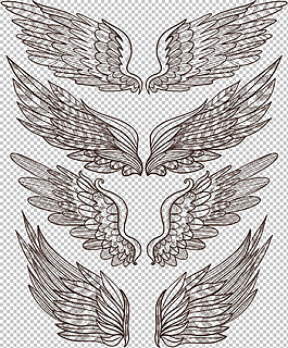 素描風格翅膀免摳png透明圖層素材