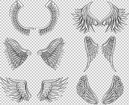 素描風格鳥類翅膀免摳png透明圖層素材