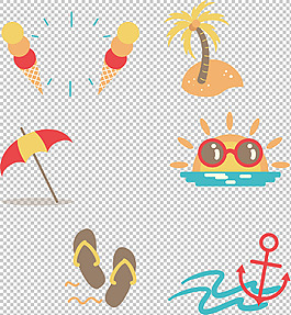 夏天沙灘海灘元素免摳透明png圖層素材