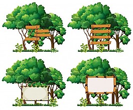 四帧模板在大树插图