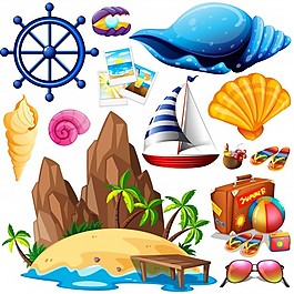 夏季主题岛屿和海滩项目插图