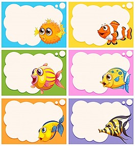 標(biāo)簽設(shè)計(jì)與可愛的魚插圖