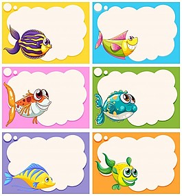 標簽設計與花式魚插圖
