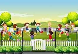 在公園里玩氣球游戲的孩子們