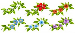 鮮花和綠葉插圖