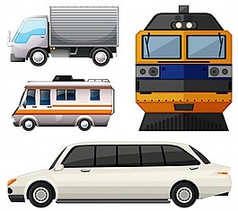 白色背景背景下的不同車輛