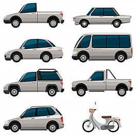 不同車型白色插圖