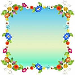 插圖白色背景下的花卉空模板