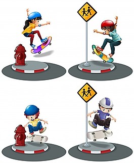 孩子skatebording年輕對象的小
