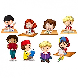 孩子们studiyng收集