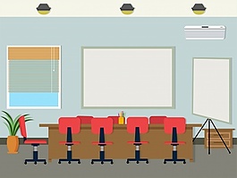 在桌子和椅子的办公室whitekboards