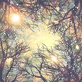 卷軸染色扭曲樹枝天空