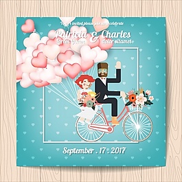 自行車上的人物結(jié)婚邀請
