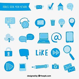 藍色的社會媒體的涂鴉