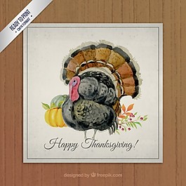 手繪感恩節(jié)火雞卡片