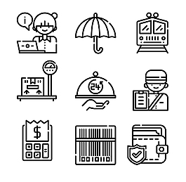手繪線性運(yùn)輸快遞圖標(biāo)ICON