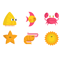 扁平海洋生物圖標PNG