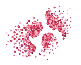 玫瑰花瓣组合一家三口裙海报唯美设计素材