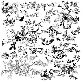 水彩線條古典花紋分割線矢量