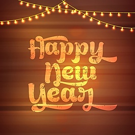 裝飾燈泡的新年背景