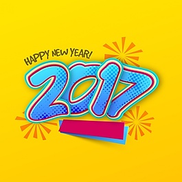 黃色背景，新年藍(lán)色元素
