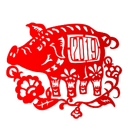 2019年中國(guó)風(fēng)民族生肖剪紙矢量圖