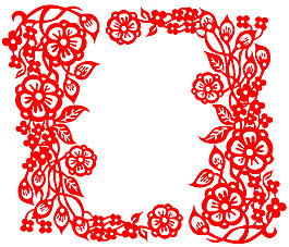 花朵中國風(fēng)民族生肖剪紙矢量圖