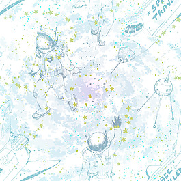 手繪風(fēng)格外太空宇航員白色底紋背景