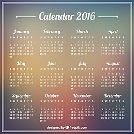 模糊背景下的2016日歷
