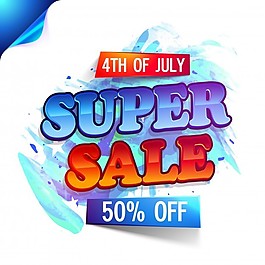 第四七月，超售，優(yōu)惠50%折扣。創(chuàng)意海報，橫幅或傳單設計與卷曲的角落。