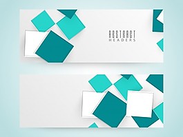 用綠色和白色幾何正方形設(shè)置的網(wǎng)站標(biāo)題或橫幅。