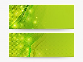 閃亮綠色網(wǎng)站標(biāo)題或橫幅模板與抽象設(shè)計(jì)。