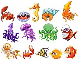 許多海洋生物的插圖