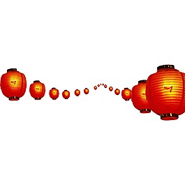 手绘灯笼长龙元素