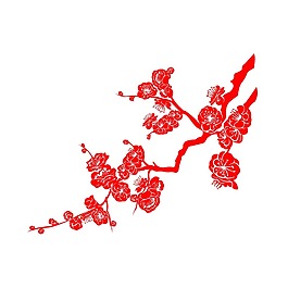 手繪剪紙花朵元素