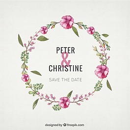 可愛粉紅花朵結(jié)婚花圈