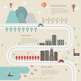 平坦的道路信息图表