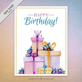 精美水彩生日賀卡