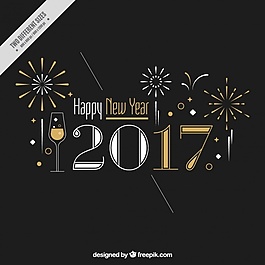 典雅的新年背景煙花和黃金細(xì)節(jié)