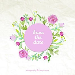 水彩花結(jié)婚紀(jì)念章