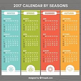 带有季节图的彩色2017年历